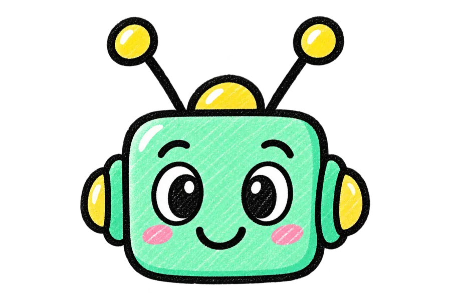 Cute mint robot head sticker